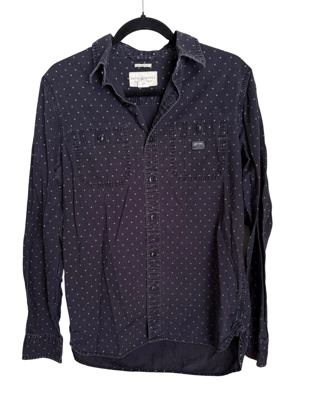 Denim & Supply Ralph Lauren Mens Shirt Small Navy Print Button Front Regular Fit